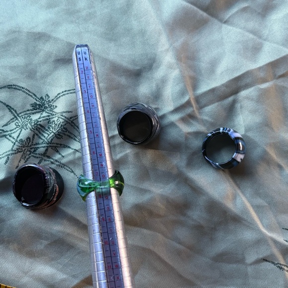 handmade Murano glass dome rings Four Chunky statement Rings jewelry bundle lot - Picture 6 of 7